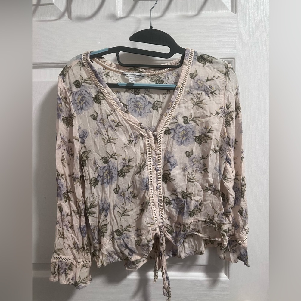 American Eagle Flowy Flower Hippie Top